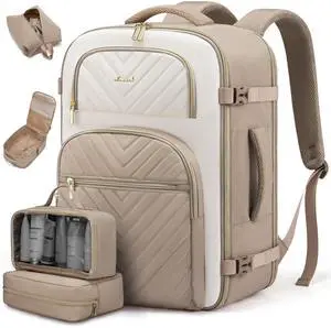 LOVEVOOK Travel Backpack Carry on Flight Approved 50L,Waterproof TSA Travel Essentials Personal Item Backpack for Women Men,Large Carry on Luggage Suitcase Travel Bag for Airplane with 3 Packing Cubes