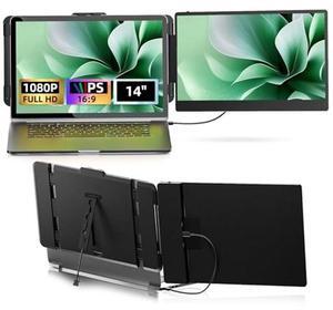 Laptop Screen Extender 14" - FHD 1080P IPS Dual Laptop Monitor Extender USB-C/HDMI Plug and Play Portable Monitor Compatible with Windows Mac Chrome 13"-17" Laptops