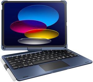 pekarejue Wireless Keyboard Case for Apple iPad 11th (A16) M3 2025 & 2022 iPad 10th Generation (10.9-inch): Rotatable Pencil Holder Multi-Touch Trackpad RGB Backlit Metallic Blue