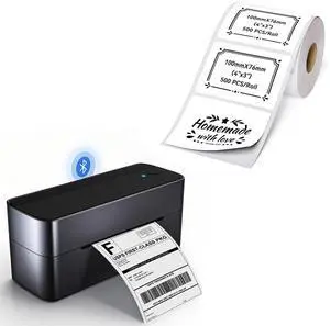 Phomemo Wireless Black Thermal Printer with 4x3 Inch Thermal Labels Roll 500Pcs/Roll