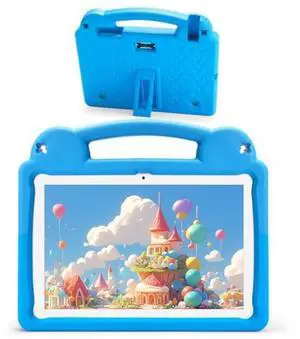 Ruufuuxy 10 Inch Tablet for Kids with Parental Control, 8(4+4) GB RAM 64GB ROM, Octa Core, WiFi 6, 5000mAh Battery, GMS - Kids Tablet with Blue EVA Case