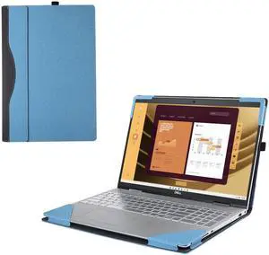 RUNMEIJIA Laptop Cover Case for Dell Latitude 5550/5540/5530/5520 2021~2024[not Compatible with Any Other Model] .2-in-1 PU Leather Detachable Notebook Sleeve Computer Bag Protective (Light Blue)