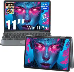 Svikou 11" Convertible 2-in-1 Touchscreen Laptop, in tel N100,16GB RAM,1T SSD,FHD 1920 * 1200 IPS,Win 11 Pro PC,Backlit Keyboard, WiFi,USB-C,HDMI,Oval Trackpad,Lightweight for Business&Students