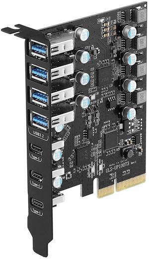 Sinefine PCIe USB 3.2/3.1 Gen 2 Card 7 Ports (3X Type C - 4 USB A) Expansion Card 10Gbps