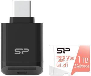 Silicon Power Micro SDXC UHS-I U3 1TB Memory Card Bundle with USB C Card Reader SPUAD1TC200