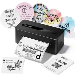 Bluetooth Shipping Label Printer 4X6 Upgraded, 2025 New Version Thermal Label Printer for Small Business and Shipping Package, Support iOS, Android, Windows, Mac, Compatible with , Shopify, USPS