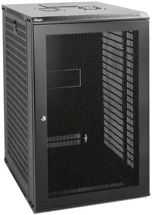 Tecmojo 18U Wall Mount Rack Network Cabinet for 19" IT Equipment,with Lockable Mesh Door and Side Panels,Cooling Fan,Black,17.7inch Depth for AV/Computer/Electronics Equipment Data Rack