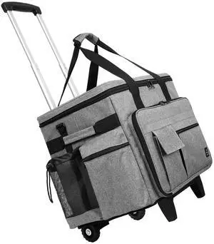 Timoxi Rolling Teacher Bag, Rolling Briefcase with Detachable Trolley, Large capacity rolling bag with Laptop compartment, Adjustable Shoulder Strap, and Ample Storage Space