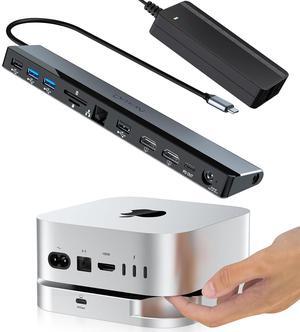 Mac Mini M4 Dock with 40Gbps M.2 NVMe SSD Enclosure and USB C Docking Station Dual Monitor