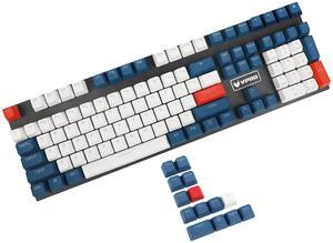 YMDK Double Shot 108 Dyed PBT Shine Through OEM Profile Keycap Rainbow Carbon Sunset Backlit Keycaps for MX Switches Mechanical Keyboard(Only Keycap) (Navy 122)