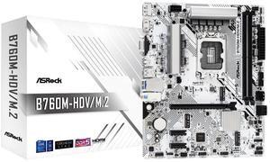 ASRock Motherboard B760M-HDV/M.2 Intel 12th and 13th Generation CPU (LGA1700) Compatible B760 Chipset DDR5 Micro ATX Motherboard