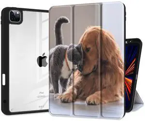 Batianda Case for 13-inch iPad Pro 2024 Case M4 Chip Model A2925 [Built-in Pencil Holder] Shockproof Cover with Clear Transparent Back Shell Soft TPU Bumper,Auto Sleep/Wake, Dog