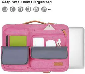 MOSISO 360 Protective Laptop Case 15 inch, 15 inch Laptop Sleeve Compatible with MacBook Air M4 M3 M2 2025 2024 2023, Dell XPS Plus, Side Open Carrying Case with 4 Zipper Pockets&Handle, Rose Red