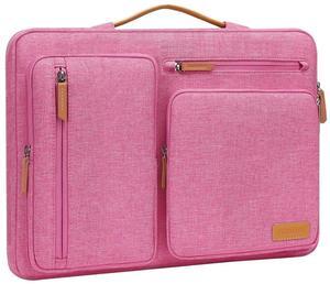MOSISO 360 Protective Laptop Case 15 inch, 15 inch Laptop Sleeve Compatible with MacBook Air M4 M3 M2 2025 2024 2023, Dell XPS Plus, Side Open Carrying Case with 4 Zipper Pockets&Handle, Rose Red