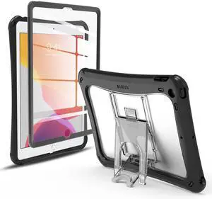 IBENZER iPad 10.2 inch Case for iPad 7th/8th/9th Generation(2021/2020/2019), Dual Layer Full Body Protective Case with Built-in Screen Protector & Adjustable Heavy Duty Stand, Black,IP9-HPE2021-BK