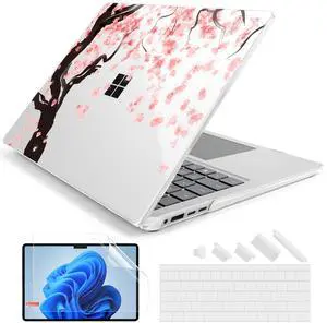 Batianda Premium Case for 2024 Microsoft Surface Laptop 13.8" Touchscreen (7th Edition) Creative Pattern Durable Scratch-Resistant Easy Install, with Keyboard Cover & Screen Protector, Cherry Blossoms