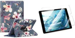 Fintie Rotating Case for iPad 9th/8th/7th Generation (2021/2020/2019) Bundle with Tempered Glass Screen Protector for iPad 9th/8th/7th Gen 10.2" & iPad Air 3rd & iPad Pro 10.5" 2017