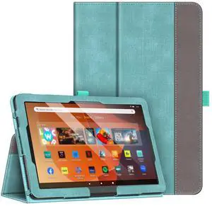 Fintie Folio Case for All-New Amazon Fire HD 10 and 10 Plus Tablet (13th/11th Generation, 2023/2021 Release) - Slim Fit Standing Cover with Auto Sleep/Wake, Turquoise