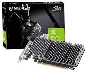maxsun GEFORCE GT 710 2GB Low Profile Ready Small Form Factor Video Graphics Card GPU Support DirectX12 OpenGL4.5, Low Consumption, VGA, DVI-D, HDMI, HDCP, Silent Passive Fanless Cooling System