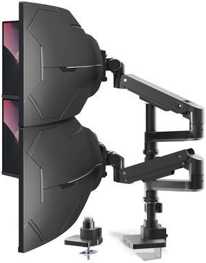 Dual Monitor-Arm Heavy-Duty for 17-57-Inch Screens - Vertical Ultrawide Dual Monitor Mount, Fully Adjustable Stacked Double Monitor Desk Mount Stand, Max Load 44 lbs per Screen, VESA 75/100 mm, Black
