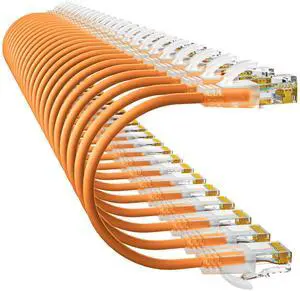 10Gsupxsel Cat6a Patch Cables 3ft (24 Pack) Slim, Cat6 Ethernet Patch Cable Pure Copper, Flexible Cat 6 Patch Cable 550MHZ 10G, Space-Saving Cat 6A Network Cables for Patch Panel, Orange