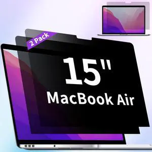 2 Pack Privacy Screen Compatible with MacBook Air 15 Inch Screen Protector (2023-2024, M2 M3 Chip - Model A2941 A3114), Anti Blue Light Glare & Anti Scratch Computer Privacy Shield for Mac Air 15.3"