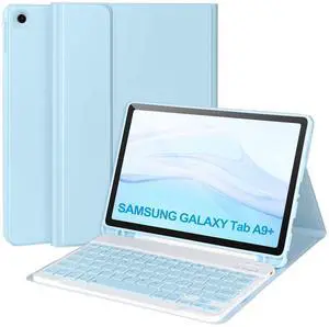 Keyboard Case for Samsung Galaxy Tab A9+/Plus 11'' 2023(SM-X210/X216/X218),Case with Keyboard for Samsung Tab A9+ with S Pen Holder,Detachable Bluetooth Keyboard for Galaxy A9 Auto Wake/Sleep (Blue)
