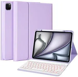 BQSS Keyboard Case for iPad Pro 13 Inch (M4) 2024 Case with Keyboard for iPad Pro 13" M4 Case with Wireless Detachable Backlit Keyboard for iPad Pro Keyboard Case with Pencil Holder Purple