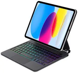 BORIYUAN Magic Keyboard Case for iPad (A16) 11th Gen 2025/iPad 10th Gen 10.9" 2022, Backlit with Trackpad Keyboard, Magnetic Floating Cantilever Stand for iPad 11th /10th Generation - Black