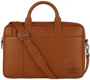 Cuero Estilo Leather Laptop Bag - Handcrafted Floater Leather, Multipurpose Business, Office & Travel Bag with Laptop Sleeve & Trolley Strap - Durable, Lightweight.