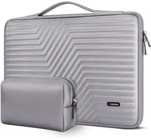 DOMISO 17 inch Laptop Sleeve with Handle Shockproof Waterproof EVA Protective Case for 17.3" Dell Inspiron/MSI GS73VR Stealth Pro/IdeaPad 320 321/HP Envy 17/LG Gram 17"/ROG Strix GL702VS, Silver