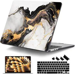 DONGKE for M4 MacBook Air 13.6 Inch Case 2025 2024 2023 2022 Model A3240 A3113 A2681 M3 M2 Chip, Plastic Hard Shell Case Cover with Touch ID for MacBook Air 13 Inch M4 - Abstract Marble
