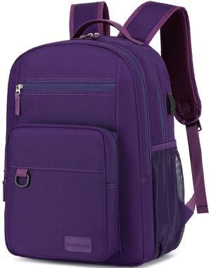 ecodudo School Backpack for Men and Women Water Resistant Daypack for College Work15.6 inch Laptop Bookbag with USB Charging Port (Purple)
