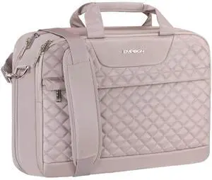 EMPSIGN 17.3 Inch Laptop Bag, Large Capacity Expandable Briefcase for Women & Men Business Office, Water-Repellent Laptop Case Travel Computer Bag with RFID Pockets, Dusty Pink