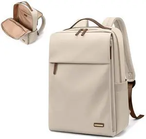 GOLF SUPAGS Travel Laptop Backpack for Women Airline Approved for Work College Travel Multi-Functional Casual Daypack Teacher Nurse Bags Fits 15.6 Inch Notebook (Apricot)