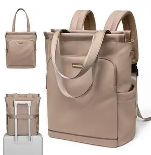 GOLF SUPAGS Convertible Laptop Backpack for Women Casual Daypack Notebook Tote Bag for Work College Travel Leisure (Champagne)