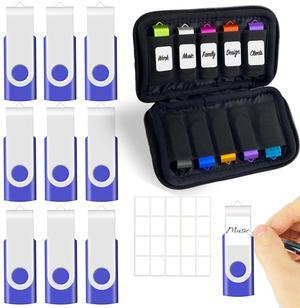 JBOS Bundle of USB Case of 10 Slots and 10 Pack 16GB Blue USB Flash Drives USB Holders to Organize 10 Thumb Drives 16 GB