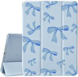 JOYLAND Dark Blue Bow Pad Case for iPad 7th/8th/9th Generation - Auto Wake/Sleep, Anti-Scratch Shockproof Premium Folio Stand With Pencil Holder for iPad 2019/2020/2021 - 10.2 Inch