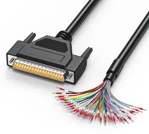 JUXINICE DB37 to Bare Wire with DB37 Cable 26AWG-3.3FT, D-SUB 37-Pin Connector to Single End Terminated Multicore 37 Wire with Terminal-Black