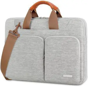 Lacdo 360deg Protective Laptop Shoulder Bag for 15 inch New MacBook Air M4 A3241 2025, M3 A3114, M2 A2941 2024-2023, 15 inch MacBook Pro A1990 A1707, Dell XPS 15 Plus 2022-2020 Computer Case Bag, Gray