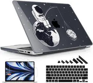 Lepeoac for MacBook Pro 16 inch Case 2021 2022 2023 2024 Release A3186 A3403 M4 A2991 M3 A2780 M2 A2485 M1 Pro/Max, Hard Shell Case with Screen Protector & Keyboard Cover, Astronaut Enjoy