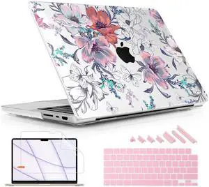 Lepeoac for MacBook Pro 16 inch Case 2021 2022 2023 2024 Release A3186 A3403 M4 A2991 M3 A2780 M2 A2485 M1 Pro/Max, Hard Shell Case with Screen Protector & Keyboard Cover, Floral C319
