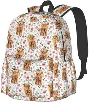 Zisqerts Highland Cow Backpack 16 Inches Lightweight Travel Laptop Backpack