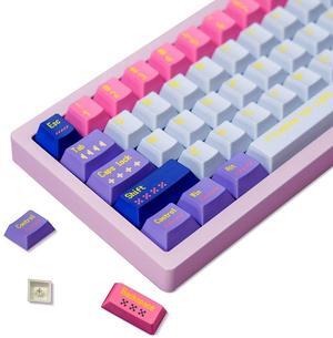 FunHub Pixel Girl Keycaps Set,PBT Keycaps Set 143 Keys,Cherry Profile Custom Keycaps Universal,5-Sided dye-Sublimation,Compatiability for 100%, 75%, 65%, 60% Keyboard,Pink and Blue Color Schem
