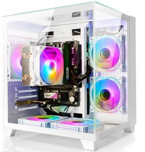 LXZ Desktop PC Computer AMD Ryzen 5-5600GT 8 core 3.6GHz, 16G DDR4 RAM, 512G NVME SSD, Tower Computer with 400W Power Supply for Working, Home and Office (White)