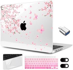 MEEgoodo Case for M4 MacBook Pro 16 inch Case 2024 2023 2021 (A3403/A3186/A2991/A2780/A2485) M3 M2 M1 Pro/Max Chip, Laptop Hard Shell Cases with Keyboard Cover & Trackpad Film, Cherry Blossoms