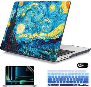 Mektron Case for MacBook Pro 14 inch 2024 2023 2021 Model M4 A3112 A3401 A3185 M3 A2918 A2992 M2 A2779 M1 A2442 Pro/Max, Plastic Hard Shell Case Cover for MacBook Pro 14", Abstract Starry Sky