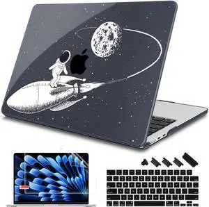 Mektron Designed for 2025/2024/2023 MacBook Air 15 INCH M4 A3241 /M3 A3114 /M2 A2941 Case, Printed Plastic Hard Shell Cover with 15.3" Liquid Retina Display Touch ID, Astronauts