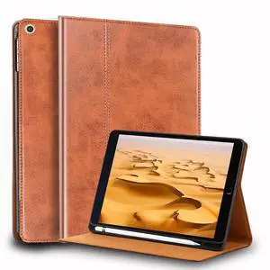 NANRUIL for Ipad (A16) 11th Gen 11 inch 2025 and Ipad 10th Generation 10.9-inch Case 2022 Genuine Leather Cover Protective Shell,Built-in Pencil Holder and Auto Wake/Sleep.Brown