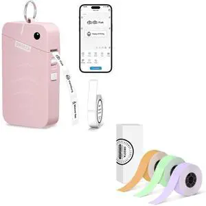 ORGSTA S001 Label Maker Machine with Tape, Bluetooth Label Maker for Home and Office Organization, Thermal Label Printer Mini Label Maker with 3 Roll Continuous Label Tapes - Purple/Green/Orange